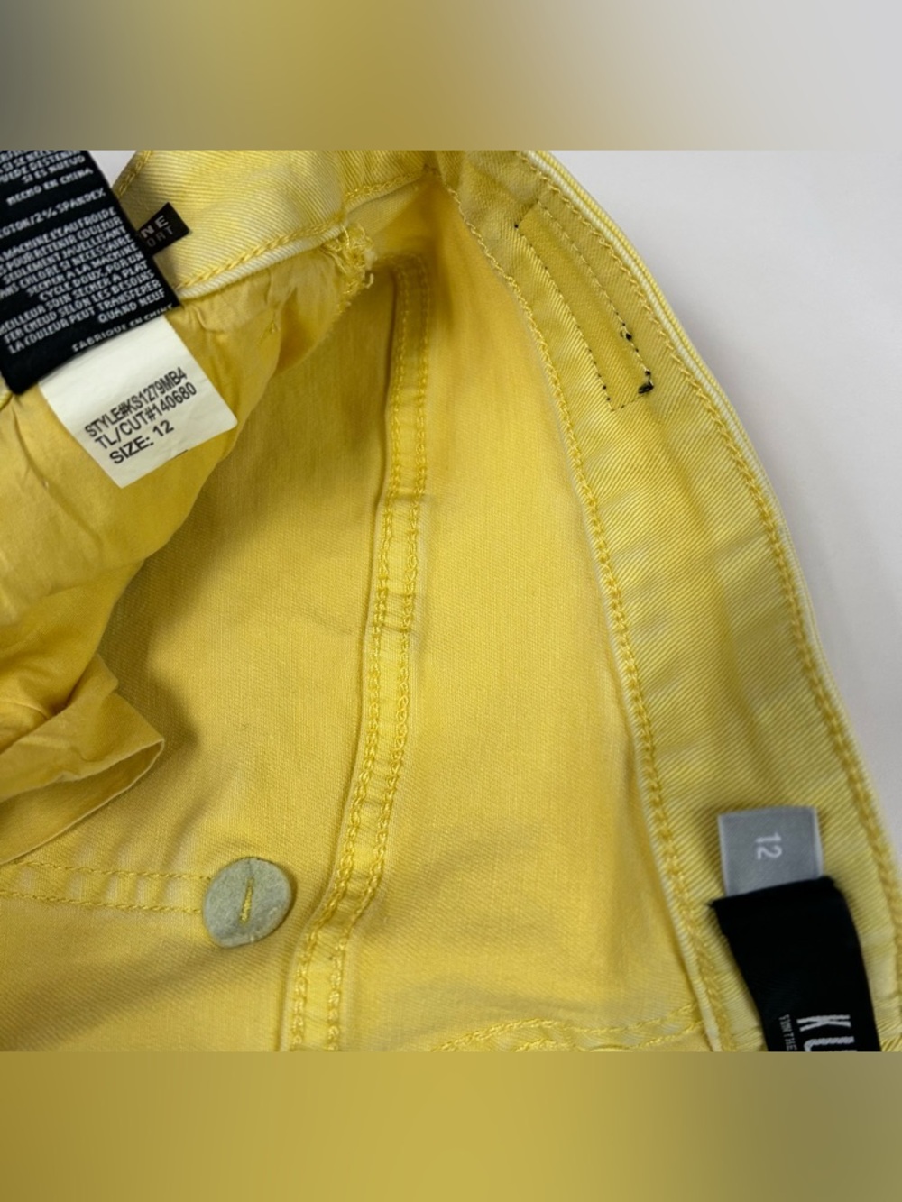 Kut From The Kloth Women’s Size 12 Jane High Rise Shorts Jean Yellow Denim #2411 - Picture 3 of 11